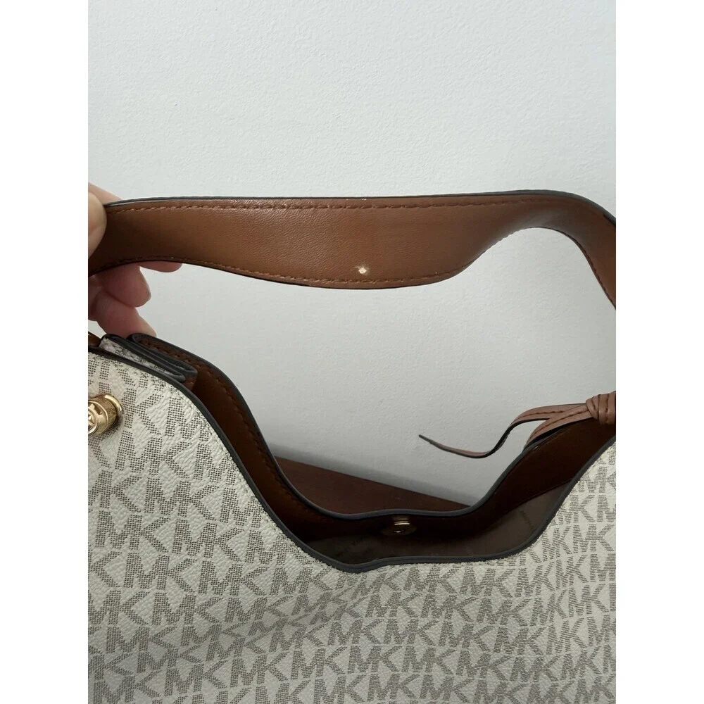 Michael Kors Shoulder Bag Joan Large Slouchy Vanilla Pebbled Leather AUTHENTIC - Picture 14 of 16